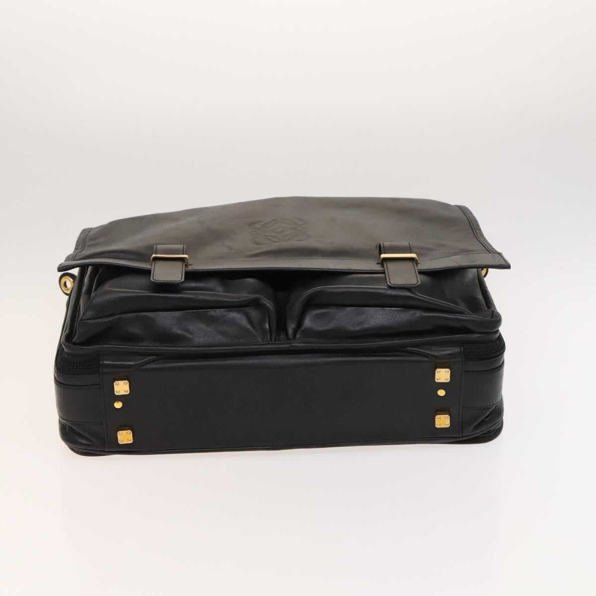 Loewe Anagram Business Leather Black Leather Briefcase Bag (Pre-Owned)