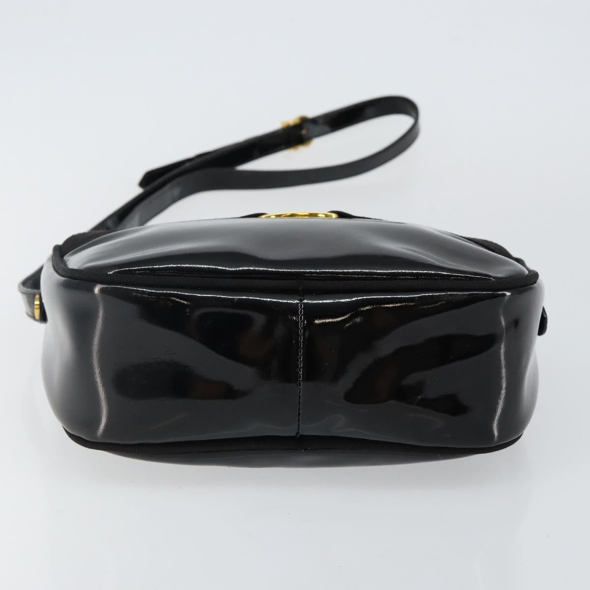 Salvatore Ferragamo Vala Patent Leather Black Patent_Leather Bag (Pre-Owned)