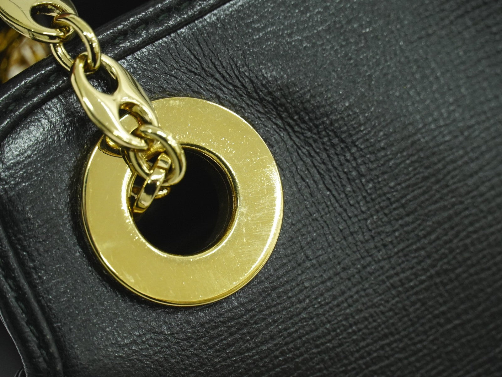Gucci Marina Chain Leather Black Leather Shoulder Bag Bag (Pre-Owned)