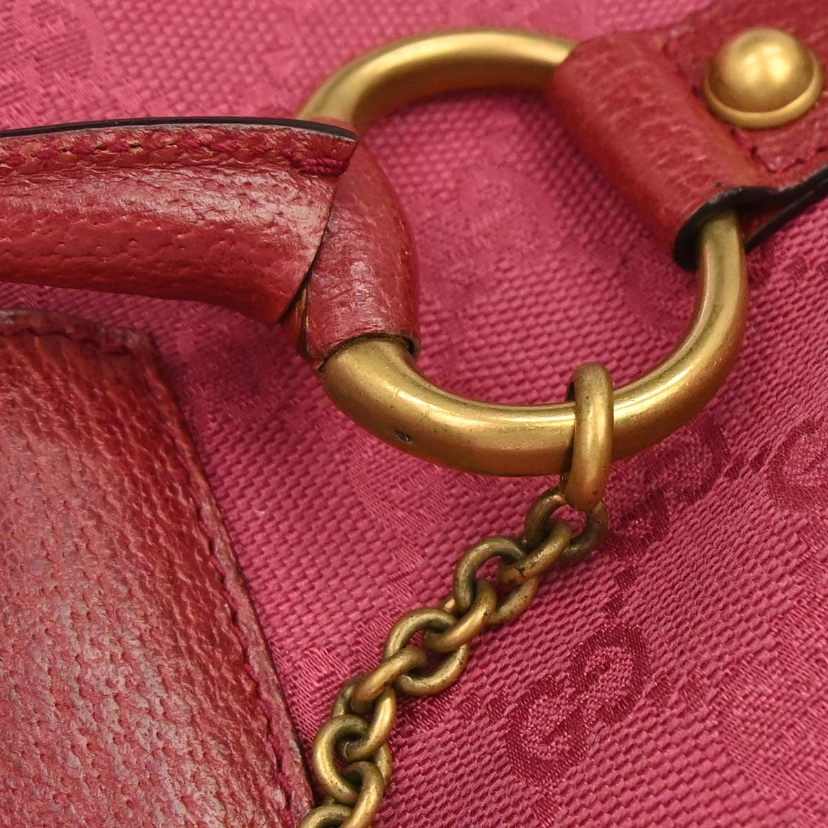 Gucci Horsebit Web Flap Gg Canvas And Leather Pink Canvas Shoulder Bag Bag (Pre-Owned)
