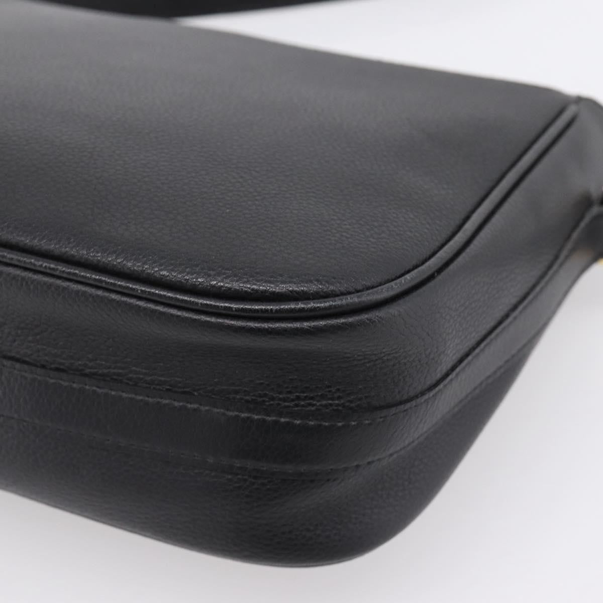 Saint Laurent Vintage Shoulder Bag Leather Black Leather Shoulder Bag Bag (Pre-Owned)