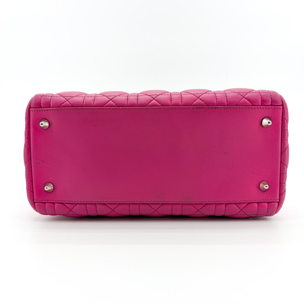 Christian Dior Lady Dior Bag Cannage Quilt Lambskin Pink Leather Handbag (Pre-Owned)
