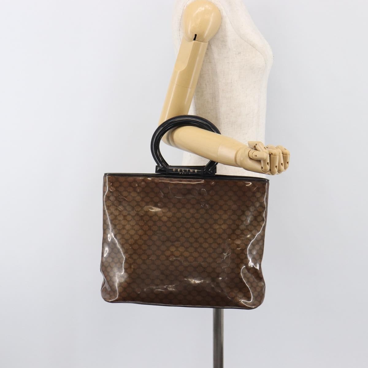 Celine Vintage Macadam Shopper Tote Venyl Brown Canvas Tote Bag Bag (Pre-Owned)