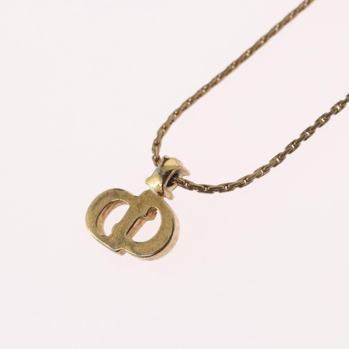 Christian Dior Cd Pendant Metal And Crystals Gold Metal Necklace Jewelry (Pre-Owned)