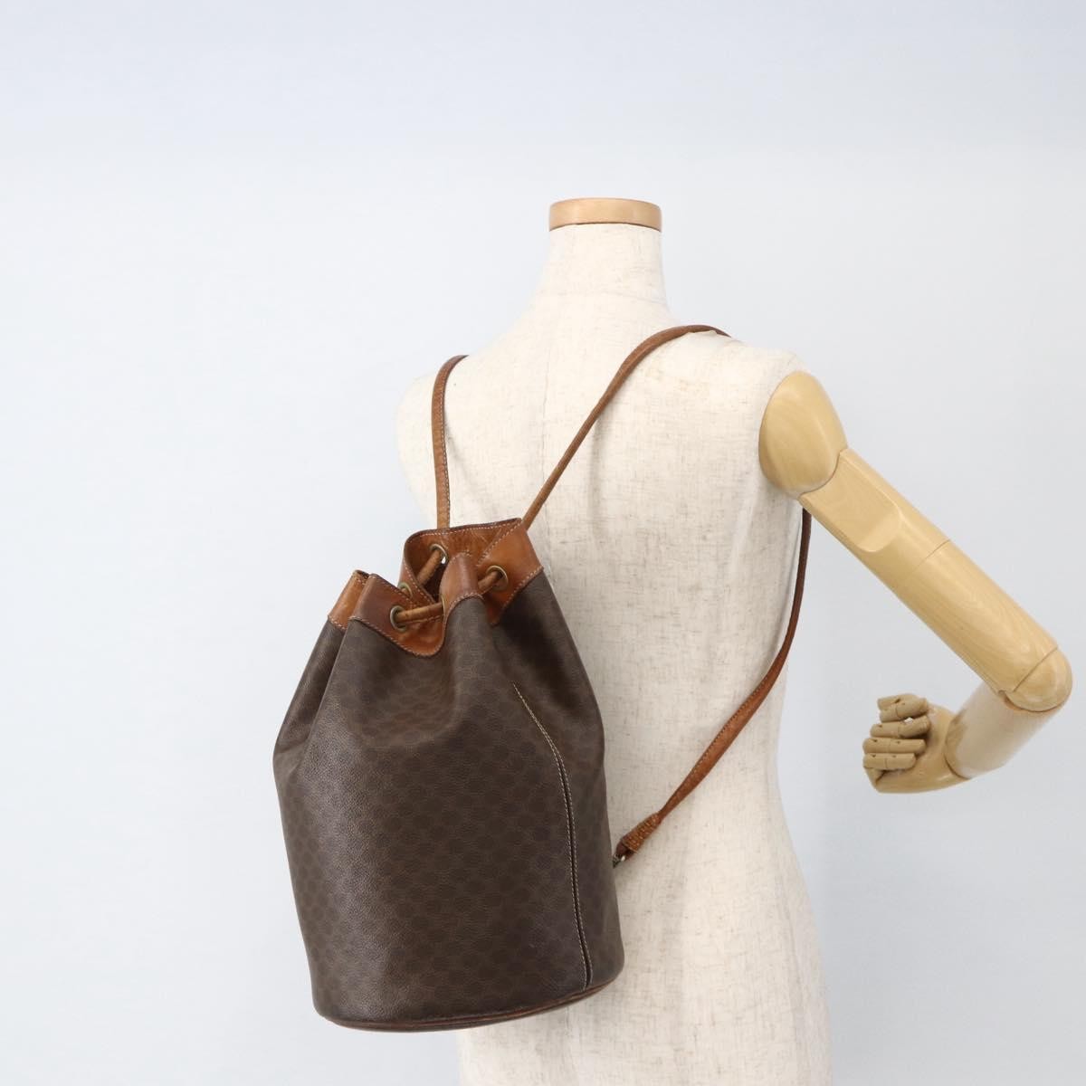 Celine Vintage Macadam Canvas And Leather Brown Canvas Backpack Bag (Pre-Owned)