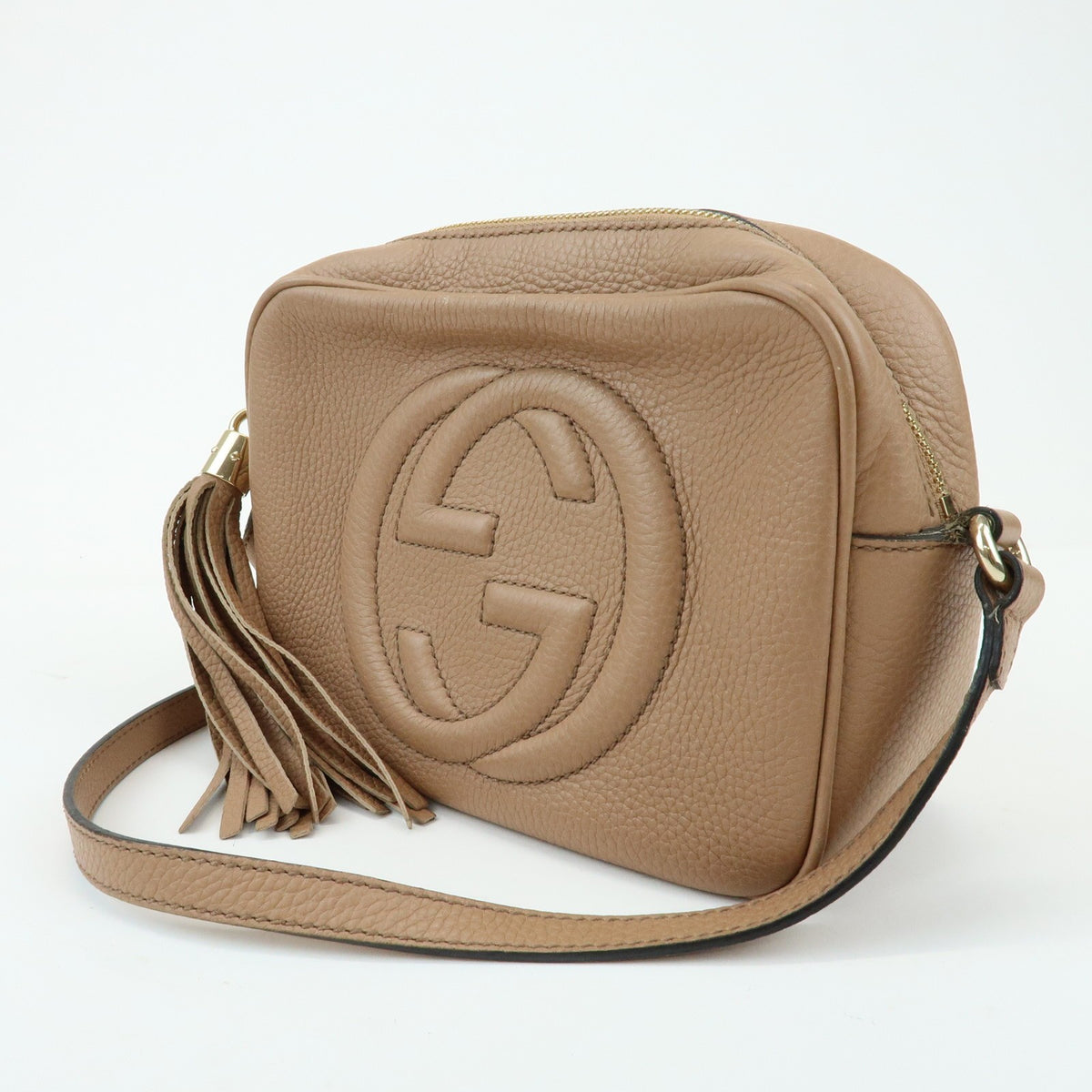 Gucci Soho Disco Leather Beige Leather Crossbody Bag Bag (Pre-Owned)