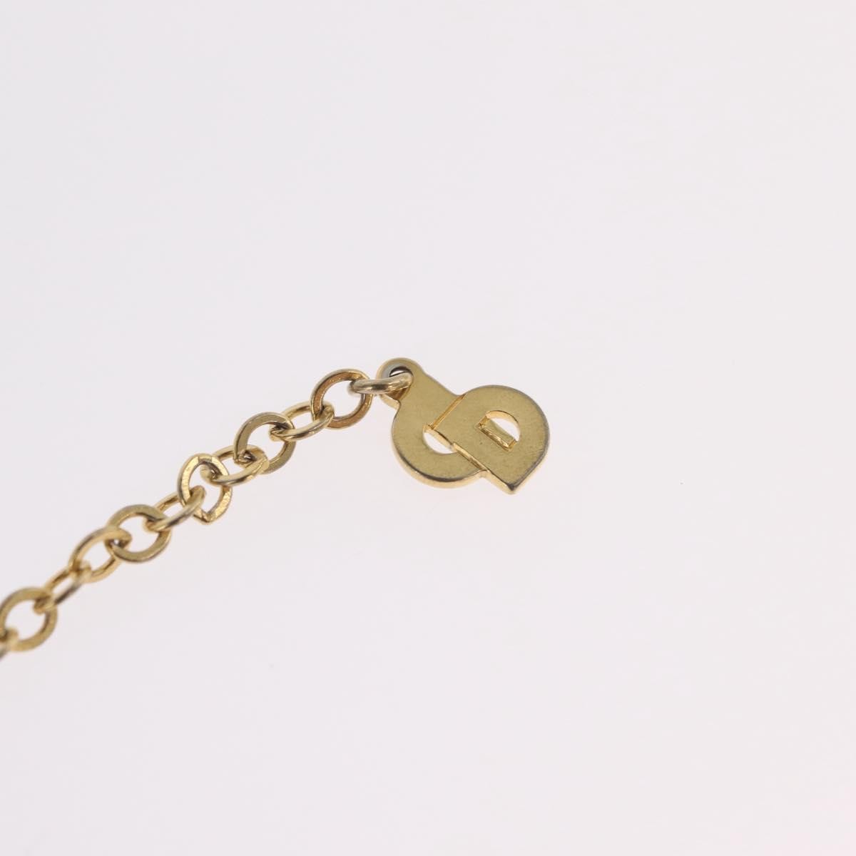 Christian Dior Vintage Cd Pendant Metal With Crystals Gold Metal Necklace Jewelry (Pre-Owned)
