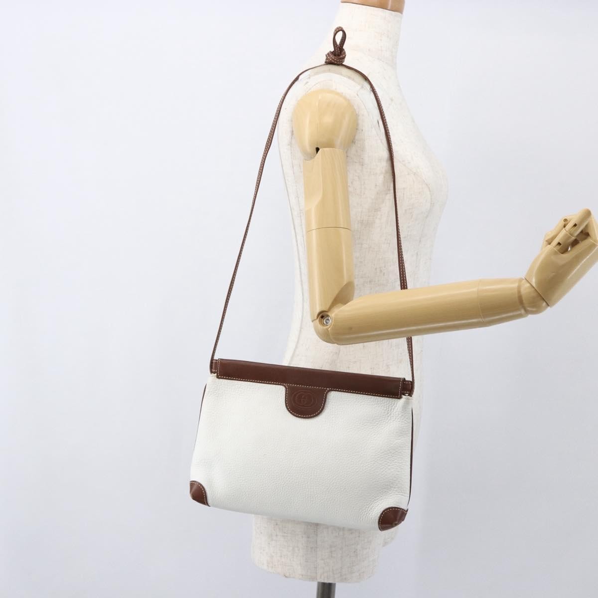 Gucci Vintage Leather White Leather Shoulder Bag Bag (Pre-Owned)