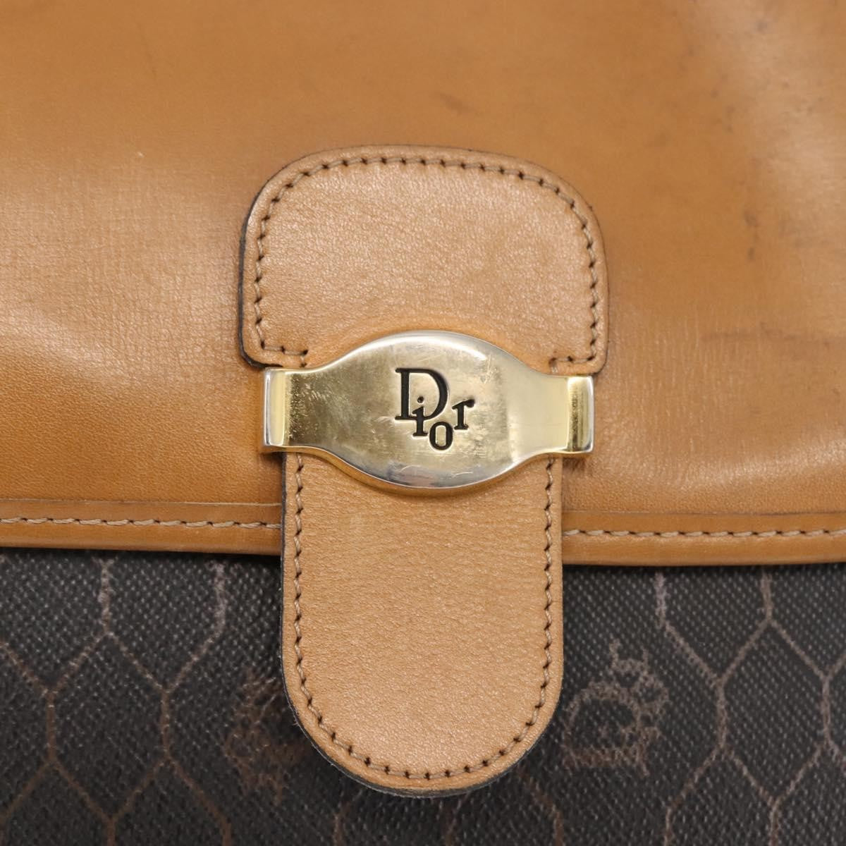 Christian Dior Vintage Honeycomb Canvas And Leather Brown Canvas Shoulder Bag Bag (Pre-Owned)