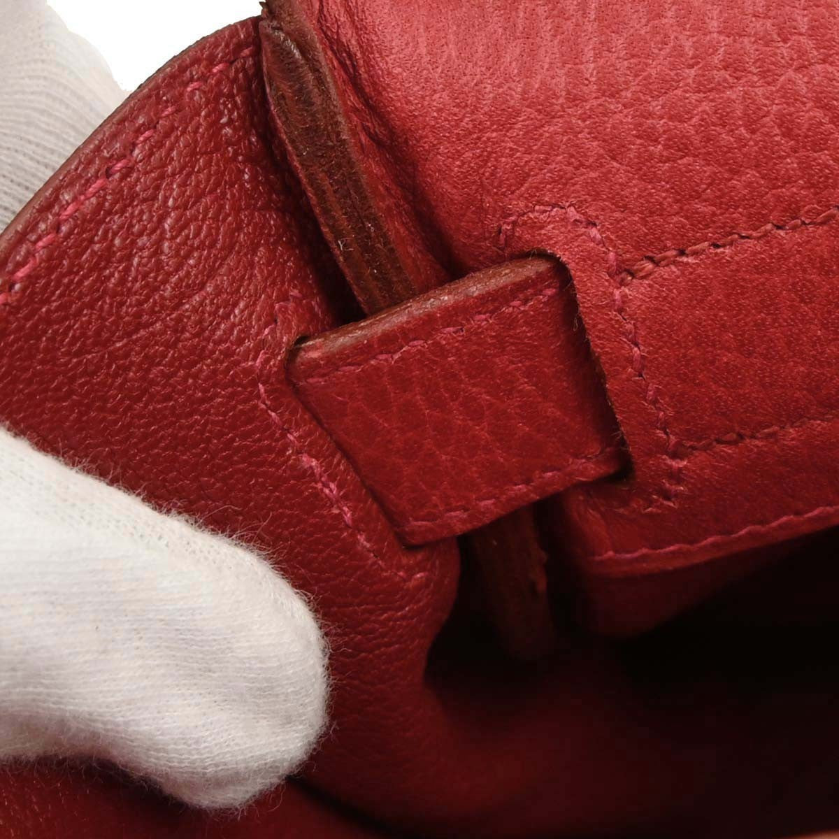 Hermes Kelly Retourne Ardennes Leather Red Leather Handbag (Pre-Owned)