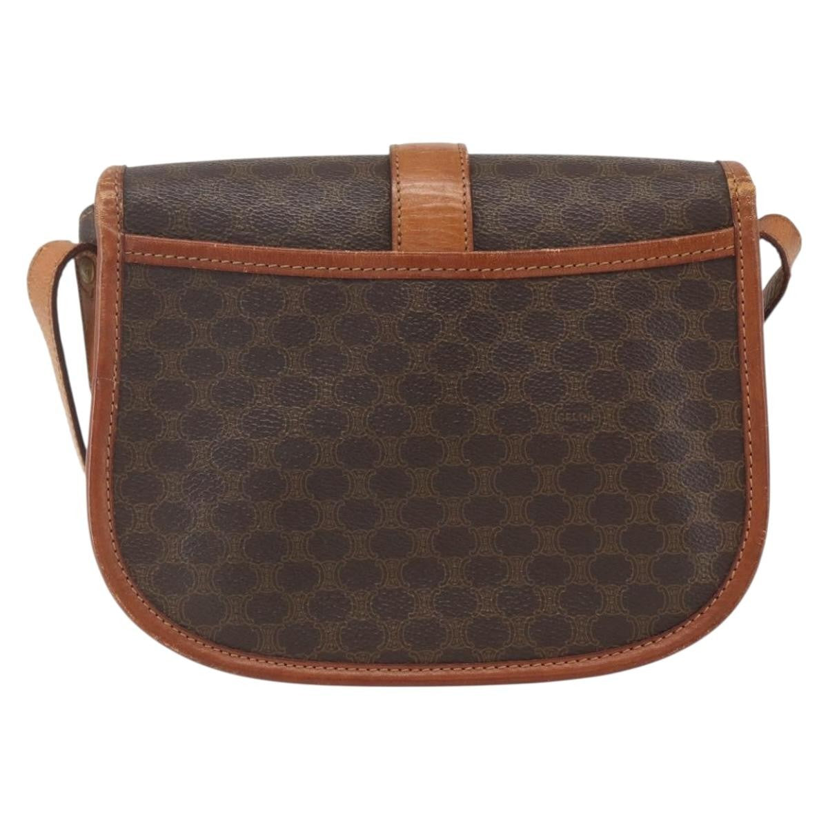 Celine Vintage Macadam Canvas And Leather Brown Canvas Shoulder Bag Bag (Pre-Owned)