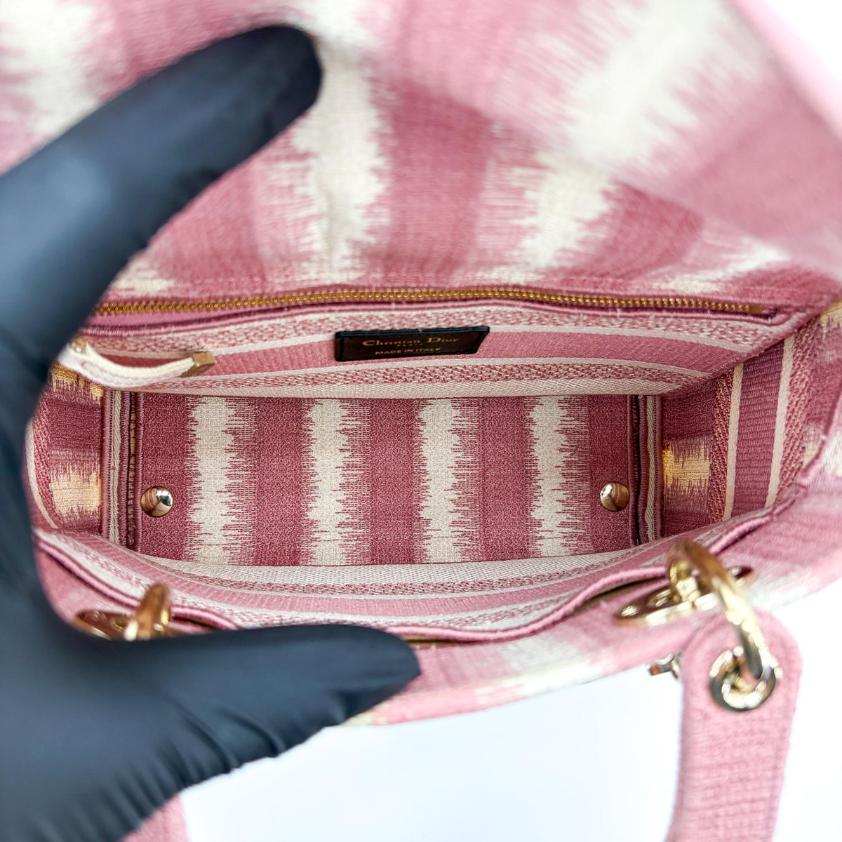 Christian Dior Lady D-Lite Embroidered Canvas Pink Canvas Handbag (Pre-Owned)