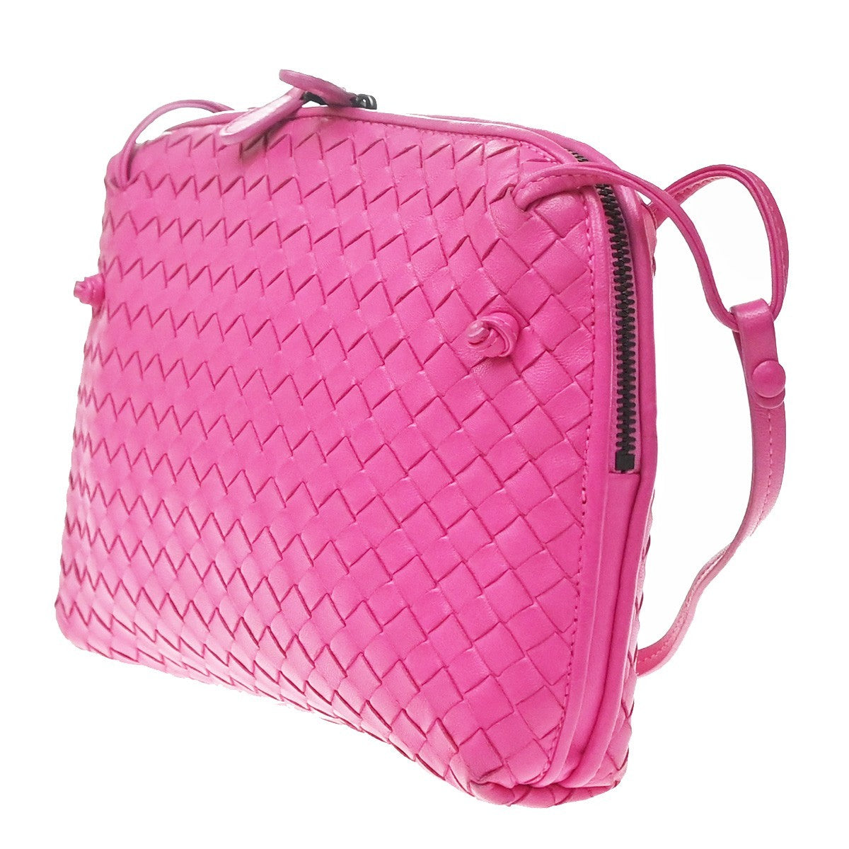 Bottega Veneta Nodini Intrecciato Nappa Pink Leather Shoulder Bag Bag (Pre-Owned)