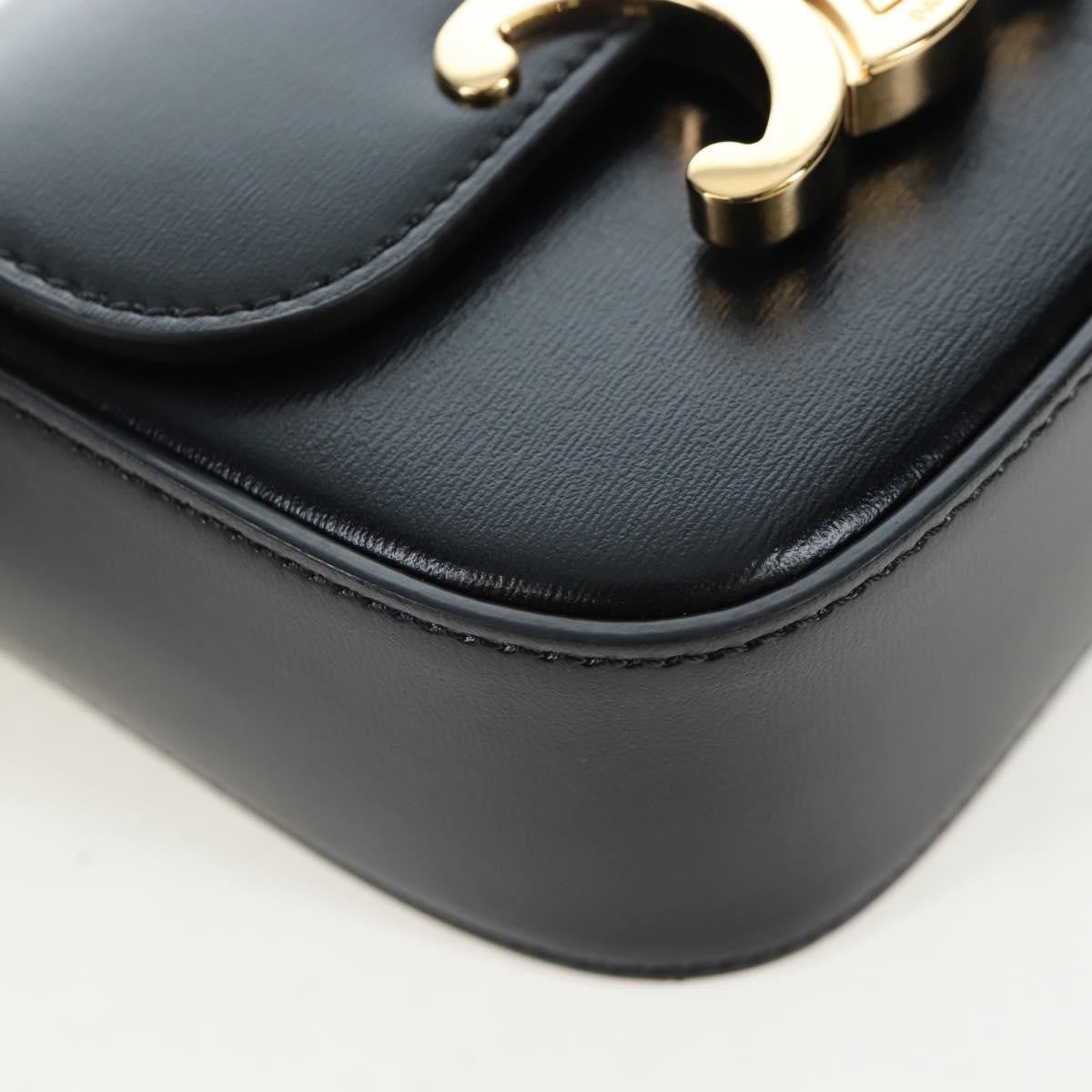 Celine Triomphe Smooth Calfskin Black Leather Shoulder Bag Bag (Pre-Owned)