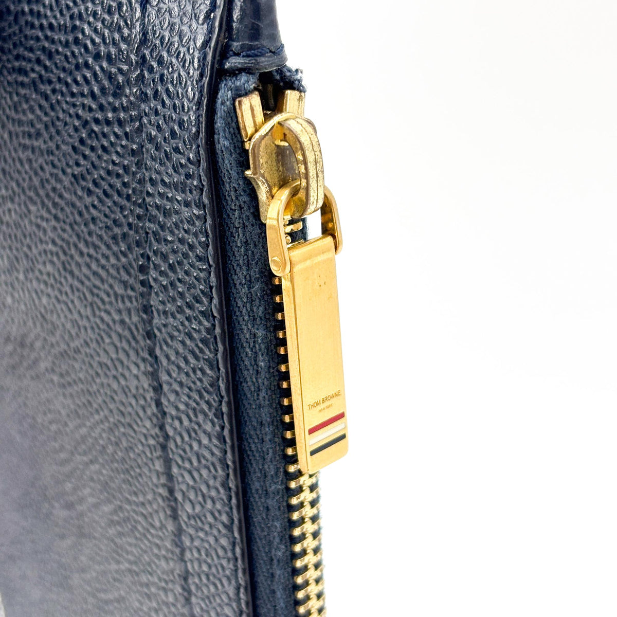 Thom Browne Zip Document Holder Leather With Applique Navy Leather Briefcase Bag (Pre-Owned)