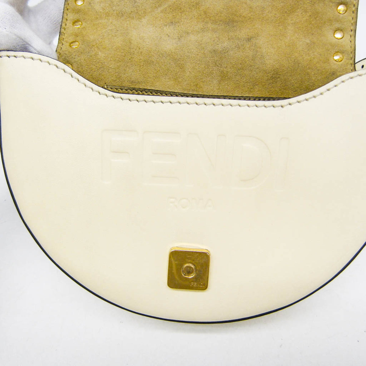 Fendi Moonlight Flap Leather With Plexiglass Detail White Leather Shoulder Bag Bag (Pre-Owned)