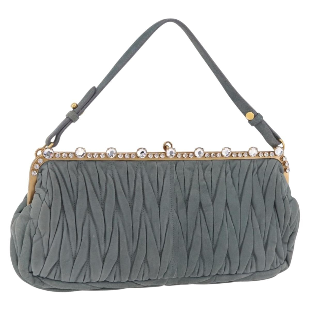 Miu Miu Matelassé Frame Clutch Matelassé Leather Gray Suede Clutche & Pouche Bag (Pre-Owned)