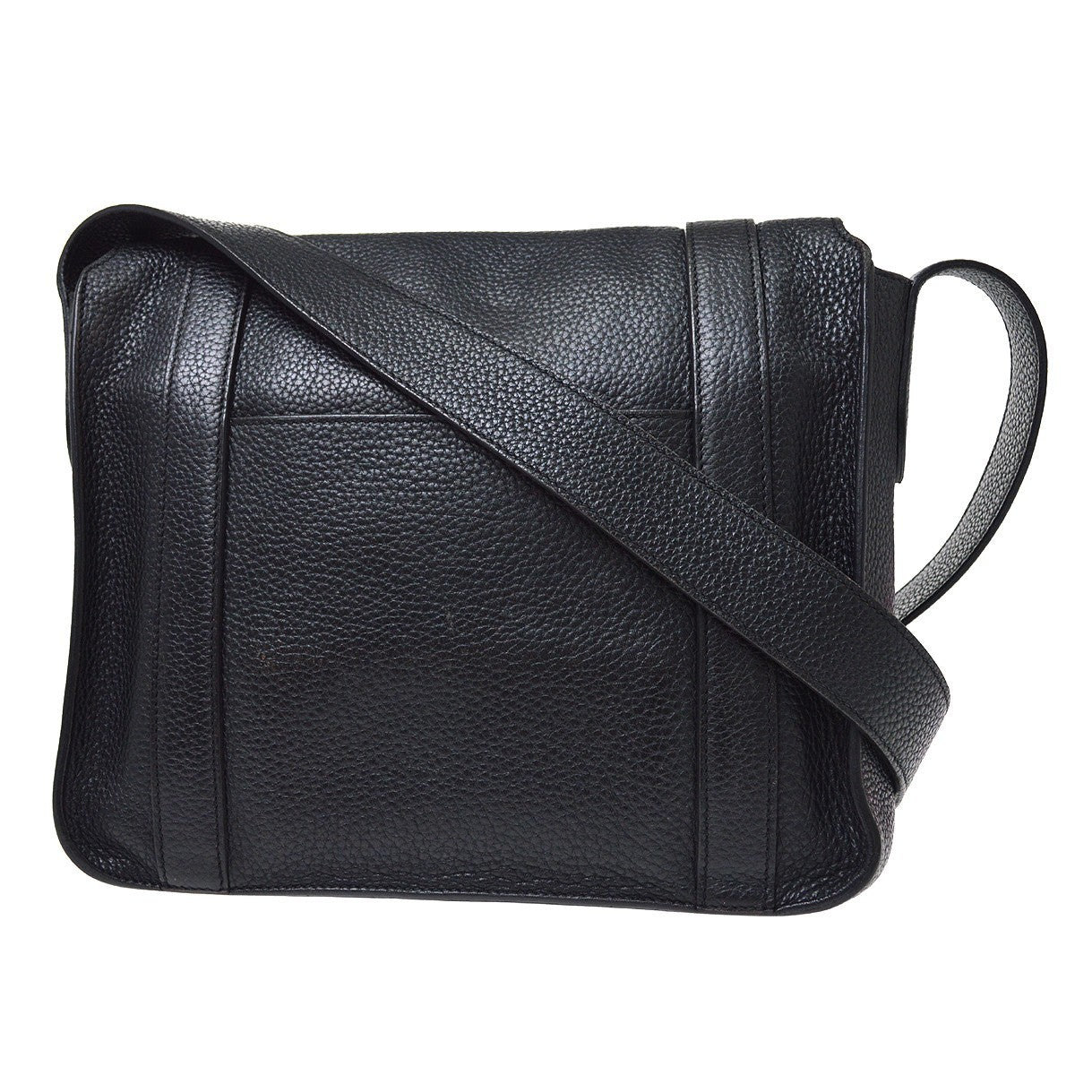 Hermes Steve Caporal Clemence Black Leather Shoulder Bag Bag (Pre-Owned)