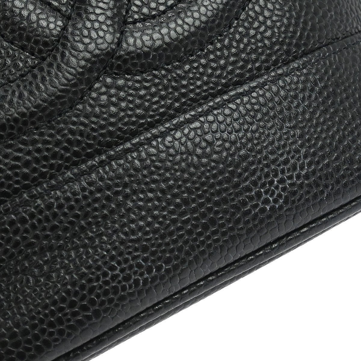 Chanel Vintage Timeless Cosmetic Case Caviar Black Leather Handbag (Pre-Owned)