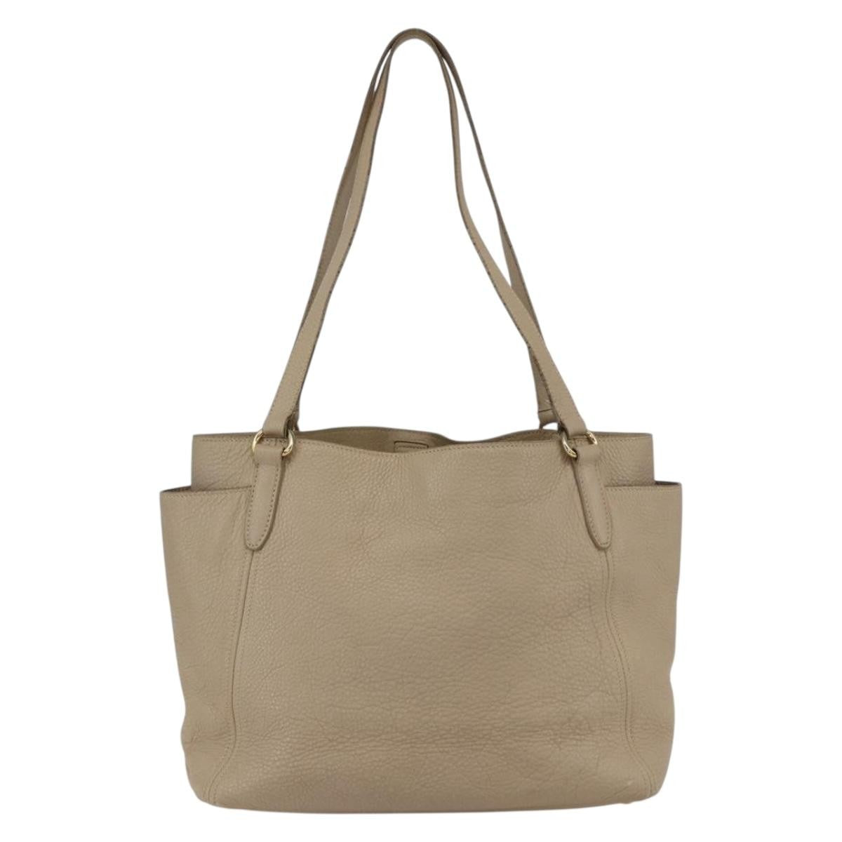 Prada Side Pocket Convertible Vitello Daino Beige Leather Tote Bag Bag (Pre-Owned)