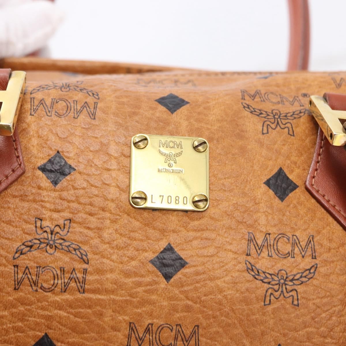 MCM Visetos Logogramme Leather Brown Leather Handbag (Pre-Owned)