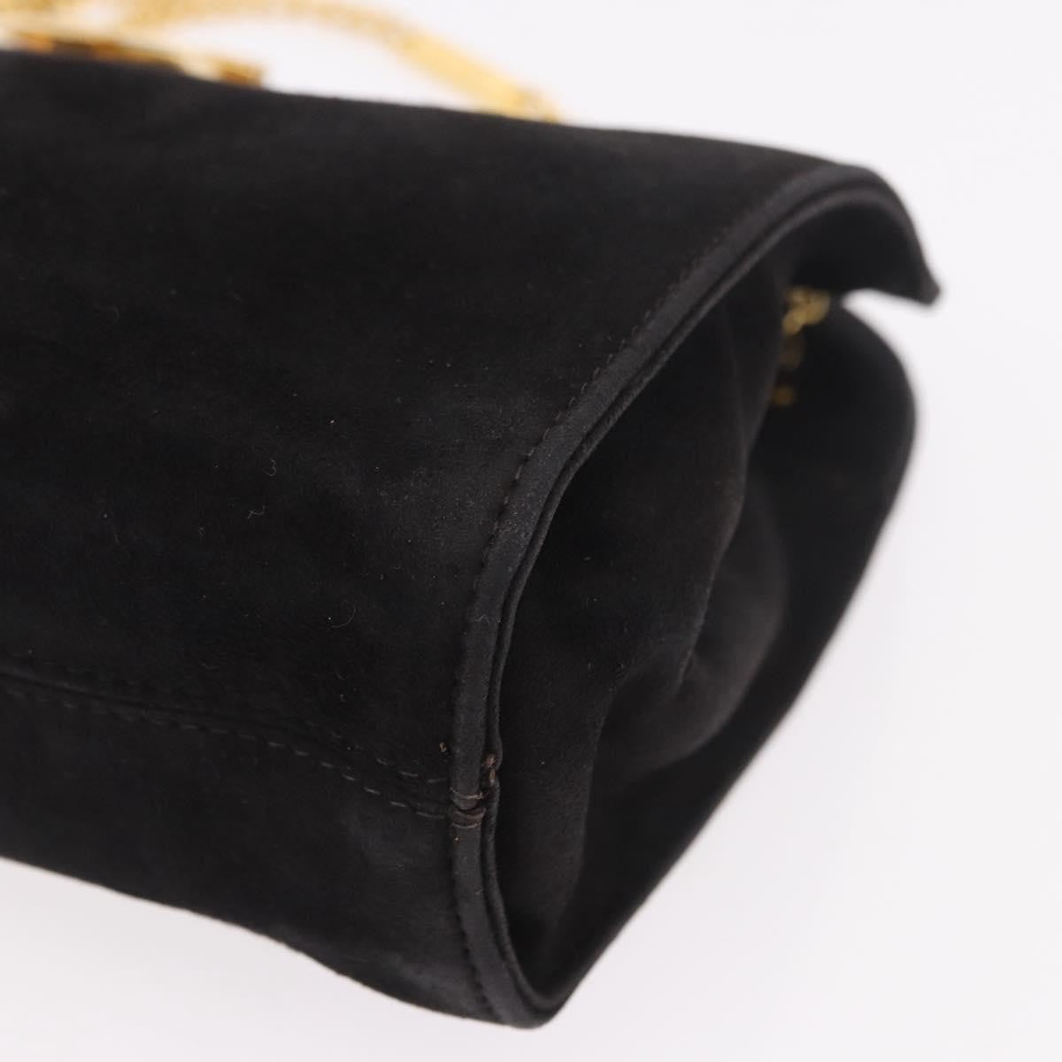 Salvatore Ferragamo Gancini Chain Suede Black Suede Shoulder Bag Bag (Pre-Owned)