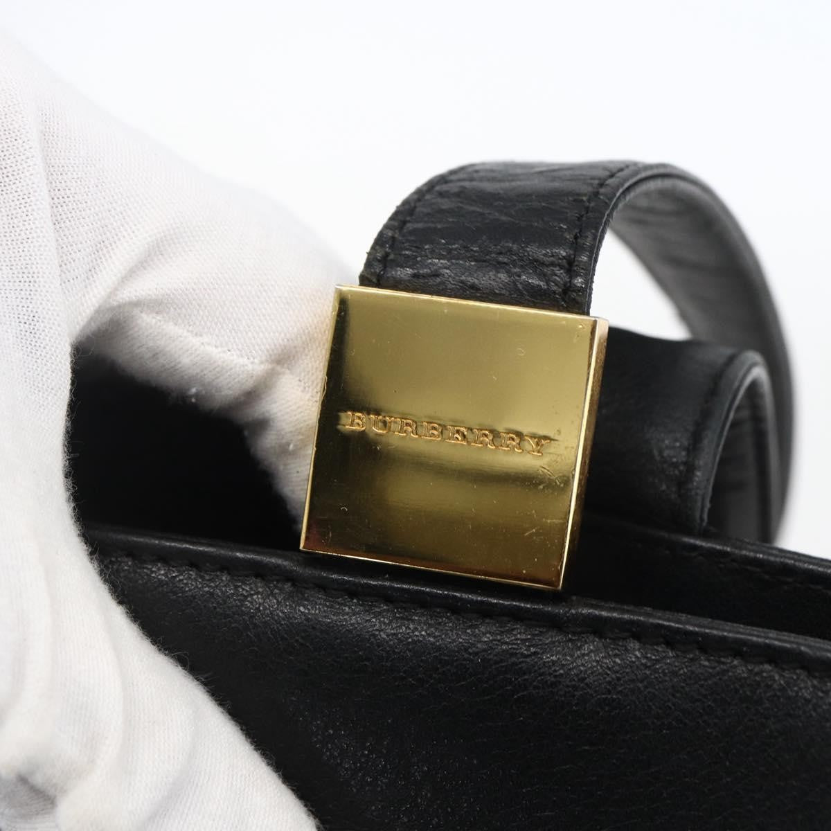 Burberry Vintage Leather Black Leather Tote Bag Bag (Pre-Owned)