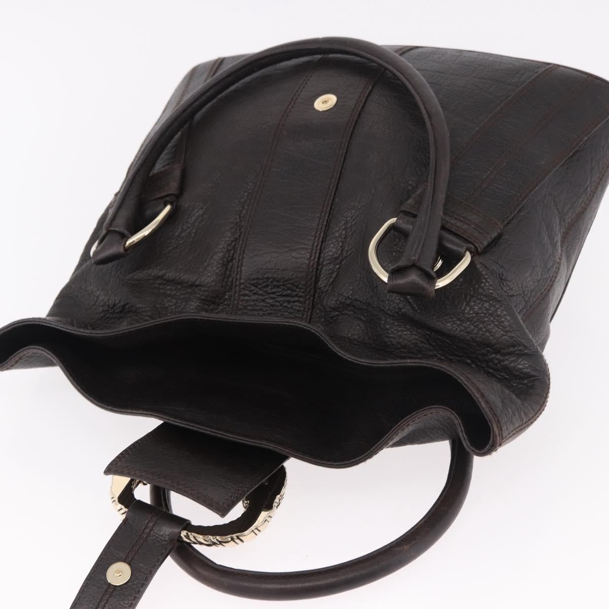 Bvlgari Leoni Top Handle Leather Brown Leather Handbag (Pre-Owned)
