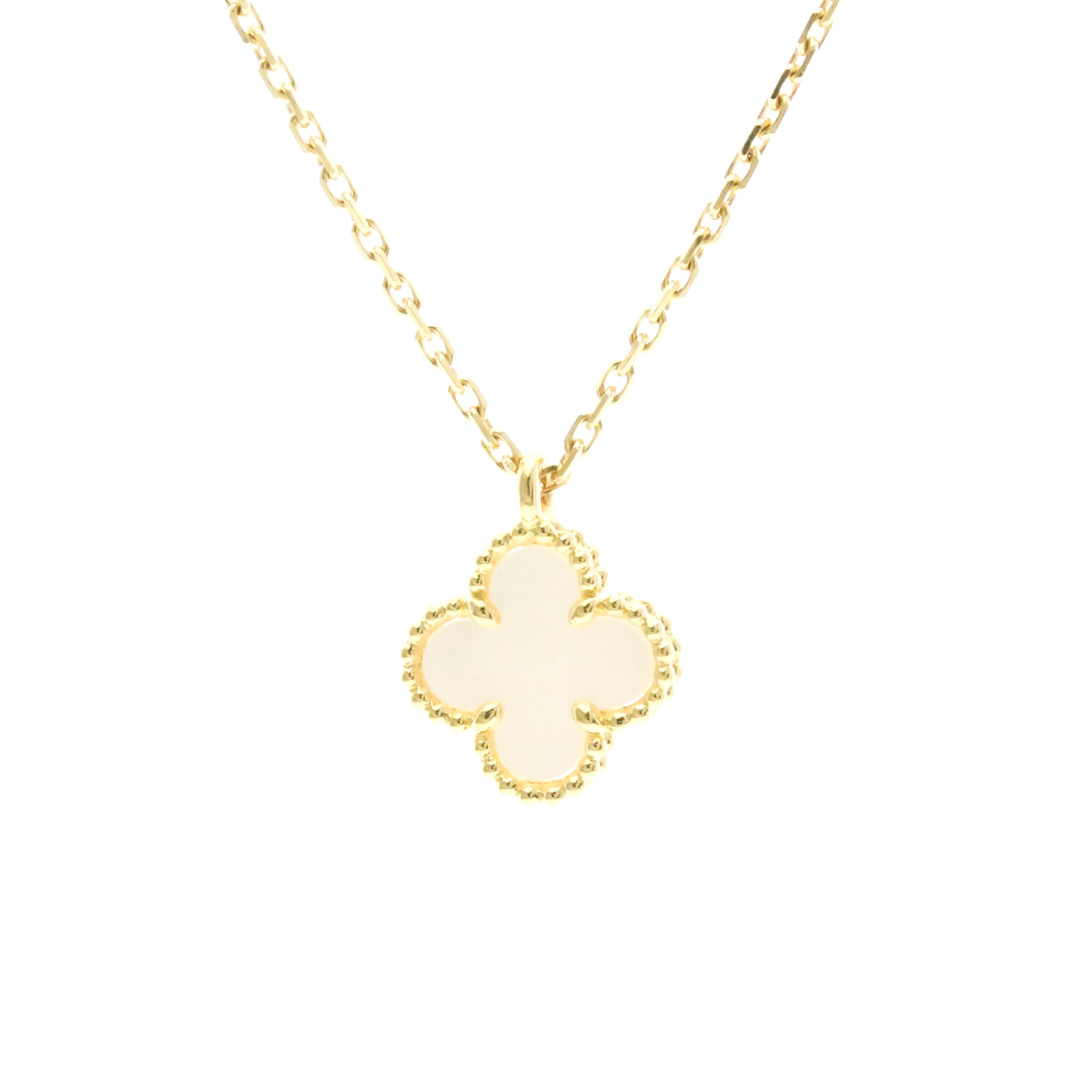 Van Cleef & Arpels Sweet Alhambra Pendant 18K Yellow Gold And Mother Of Pearl Gold Yellow_Gold Necklace Jewelry (Pre-Owned)