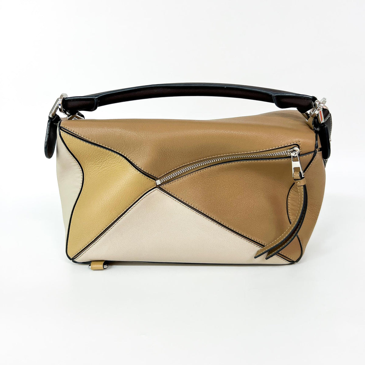 Loewe Puzzle Patchwork Leather Brown Calfskin Handbag (Pre-Owned)