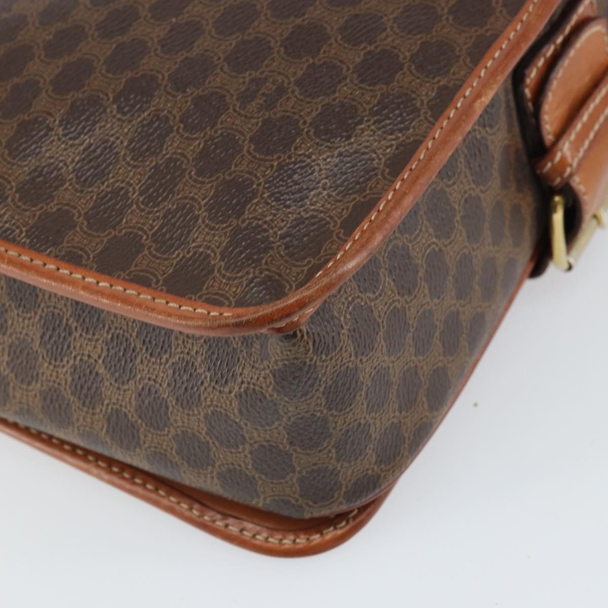 Celine Vintage Macadam Canvas And Leather Brown Canvas Shoulder Bag Bag (Pre-Owned)