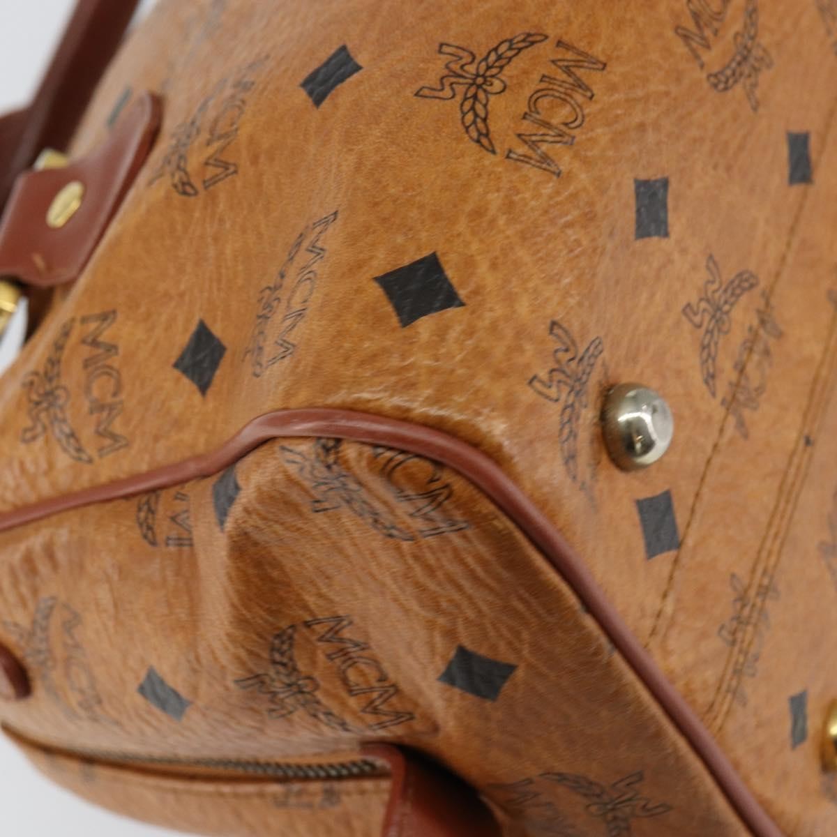 MCM Visetos Logogramme Canvas And Leather Brown Canvas Handbag (Pre-Owned)