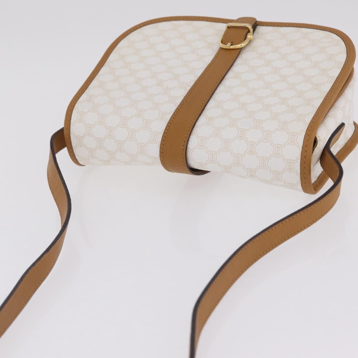 Celine Macadam Shoulder Canvas White Canvas Crossbody Bag Bag (Pre-Owned)