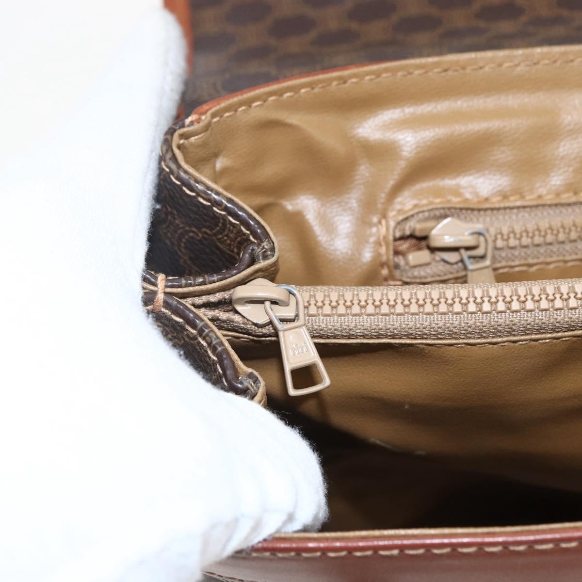 Celine Vintage Macadam Canvas And Leather Brown Canvas Handbag (Pre-Owned)