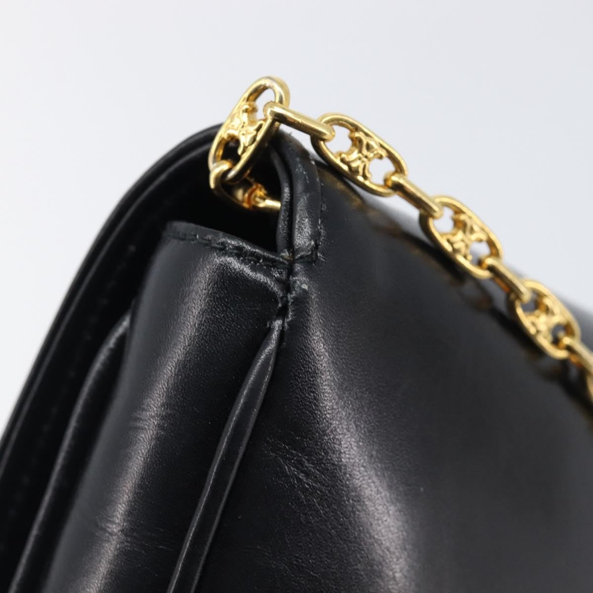 Celine Flap Shoulder Leather Black Leather Shoulder Bag Bag (Pre-Owned)