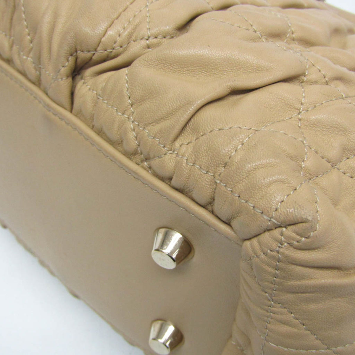 Christian Dior Lady Cannage Matelassé Beige Leather Handbag (Pre-Owned)