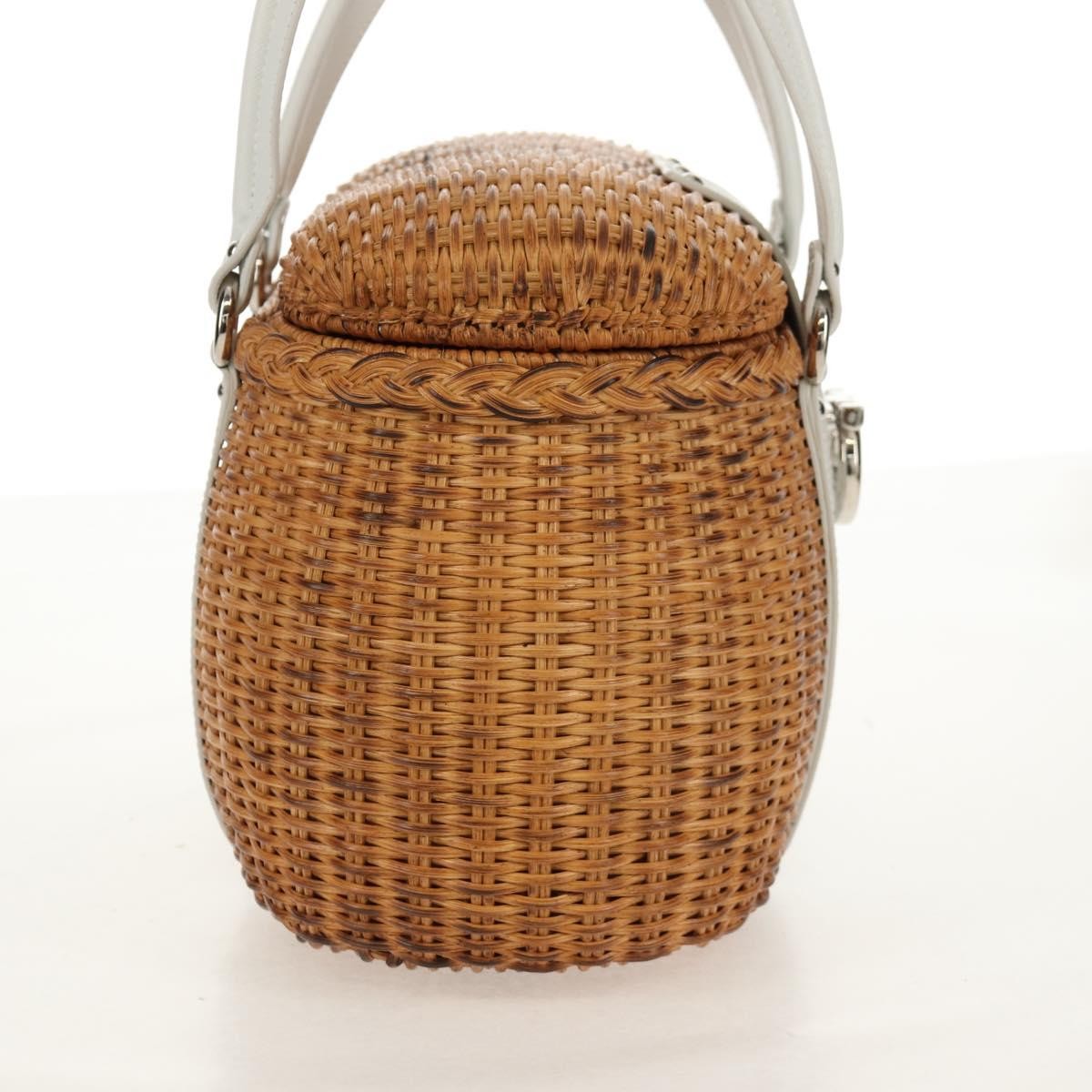Salvatore Ferragamo Basket Gancini Leather And Wicker Beige Wicker Handbag (Pre-Owned)