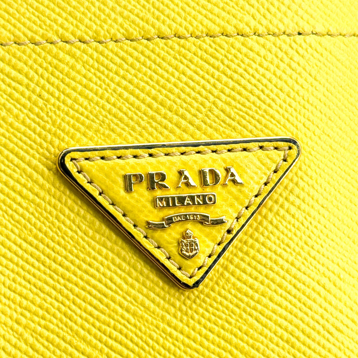 Prada Cuir Double Saffiano Leather Yellow Leather Tote Bag Bag (Pre-Owned)