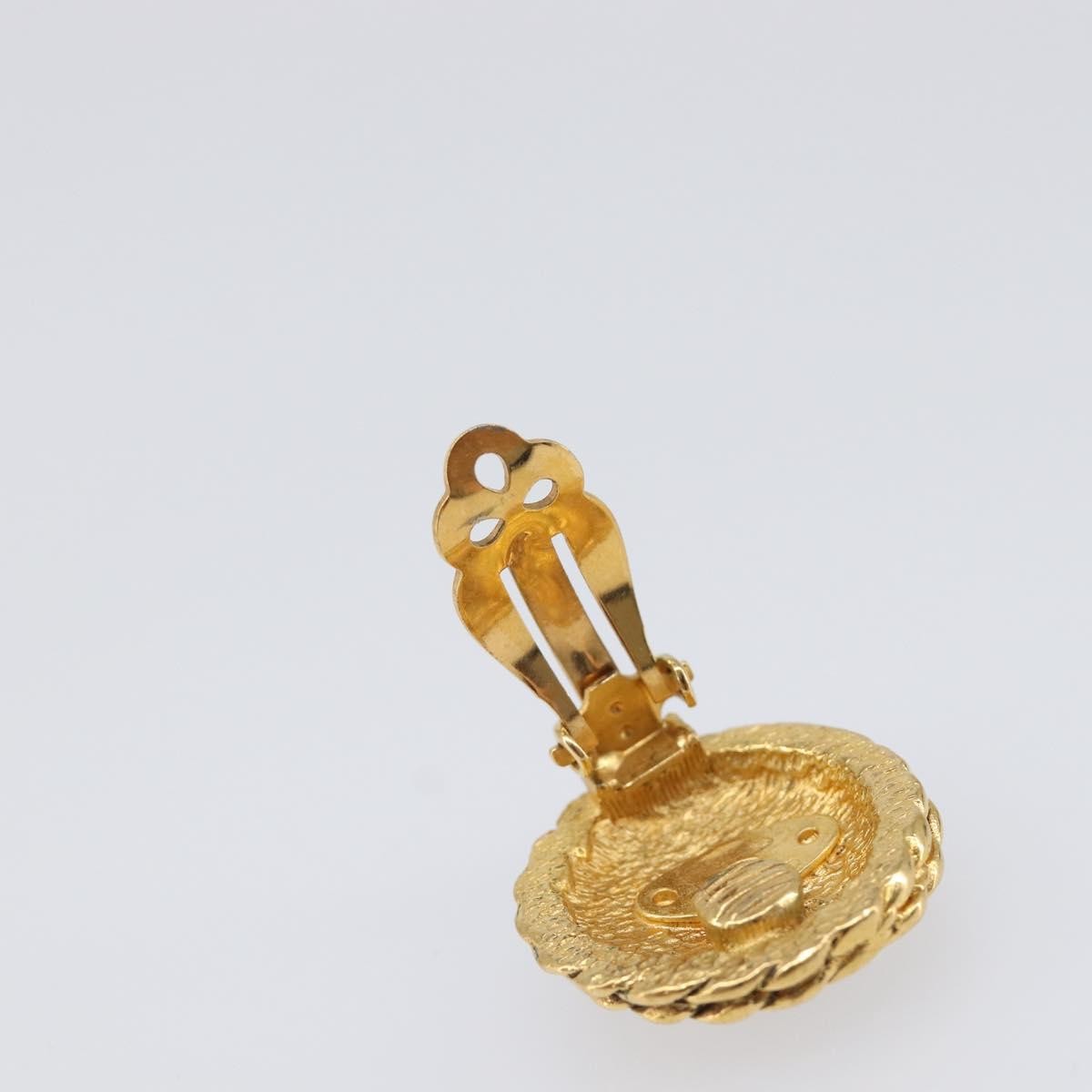 Chanel Vintage Cc Round Clip-On Metal Gold Metal Earrings Jewelry (Pre-Owned)