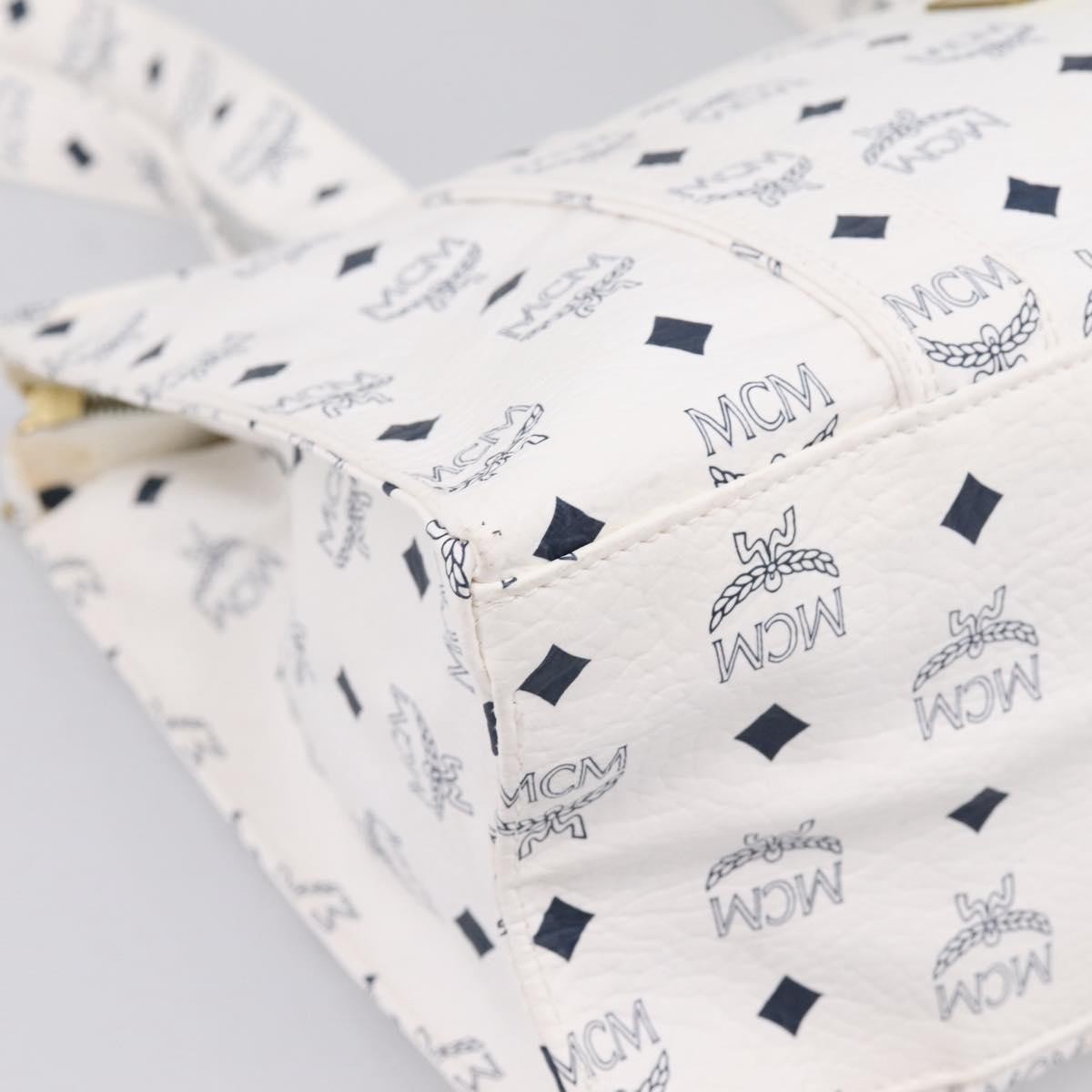 MCM Vintage Visetos Canvas White Canvas Tote Bag Bag (Pre-Owned)