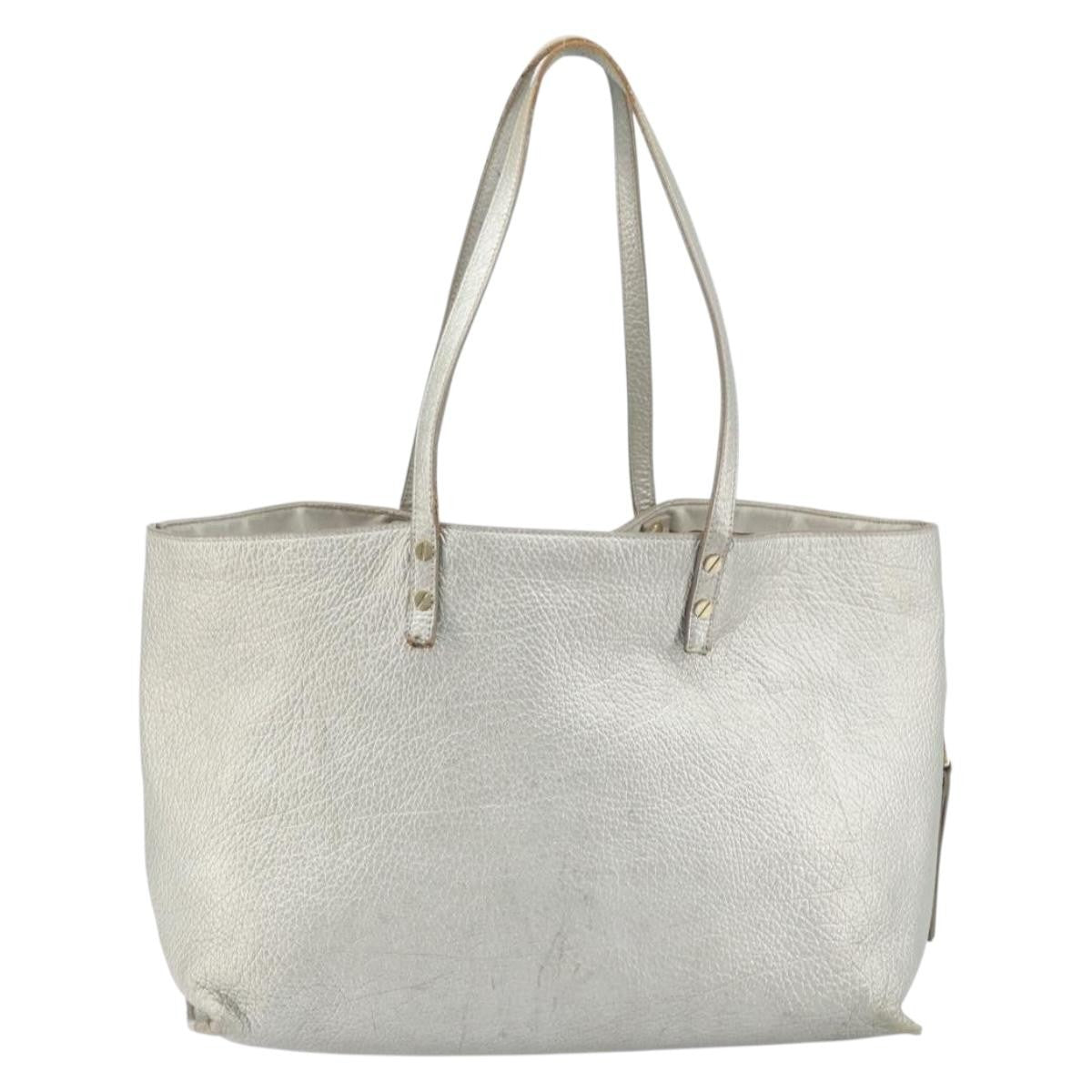 Chloe Dilan Tote Leather Silver Leather Tote Bag Bag (Pre-Owned)
