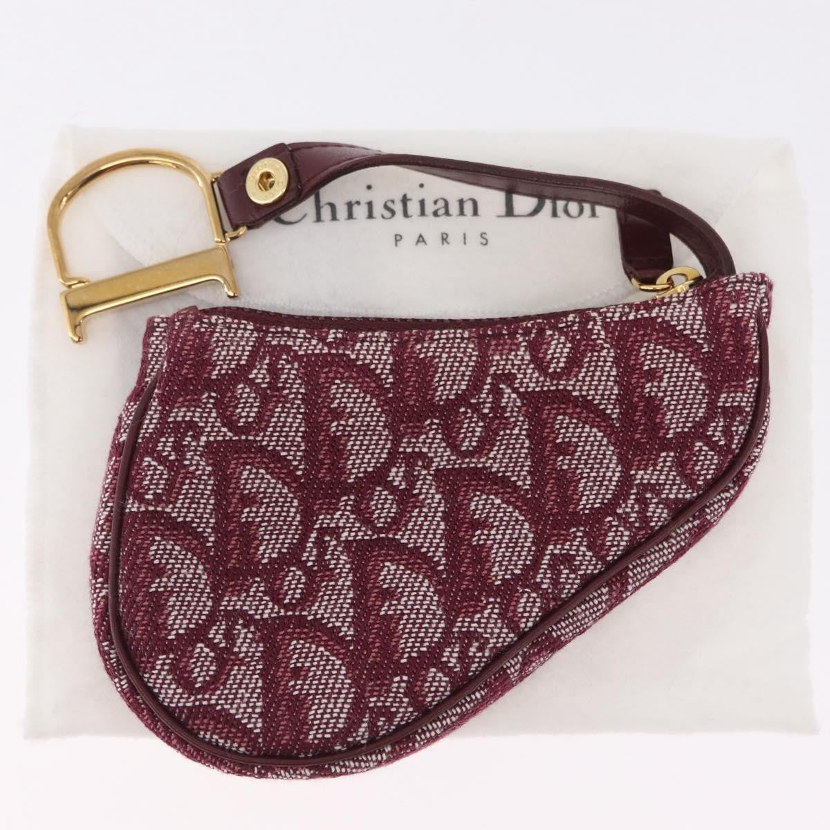Christian Dior Vintage Saddle Zip Coin Purse Diorissimo Canvas Red Canvas Clutche & Pouche Bag (Pre-Owned)