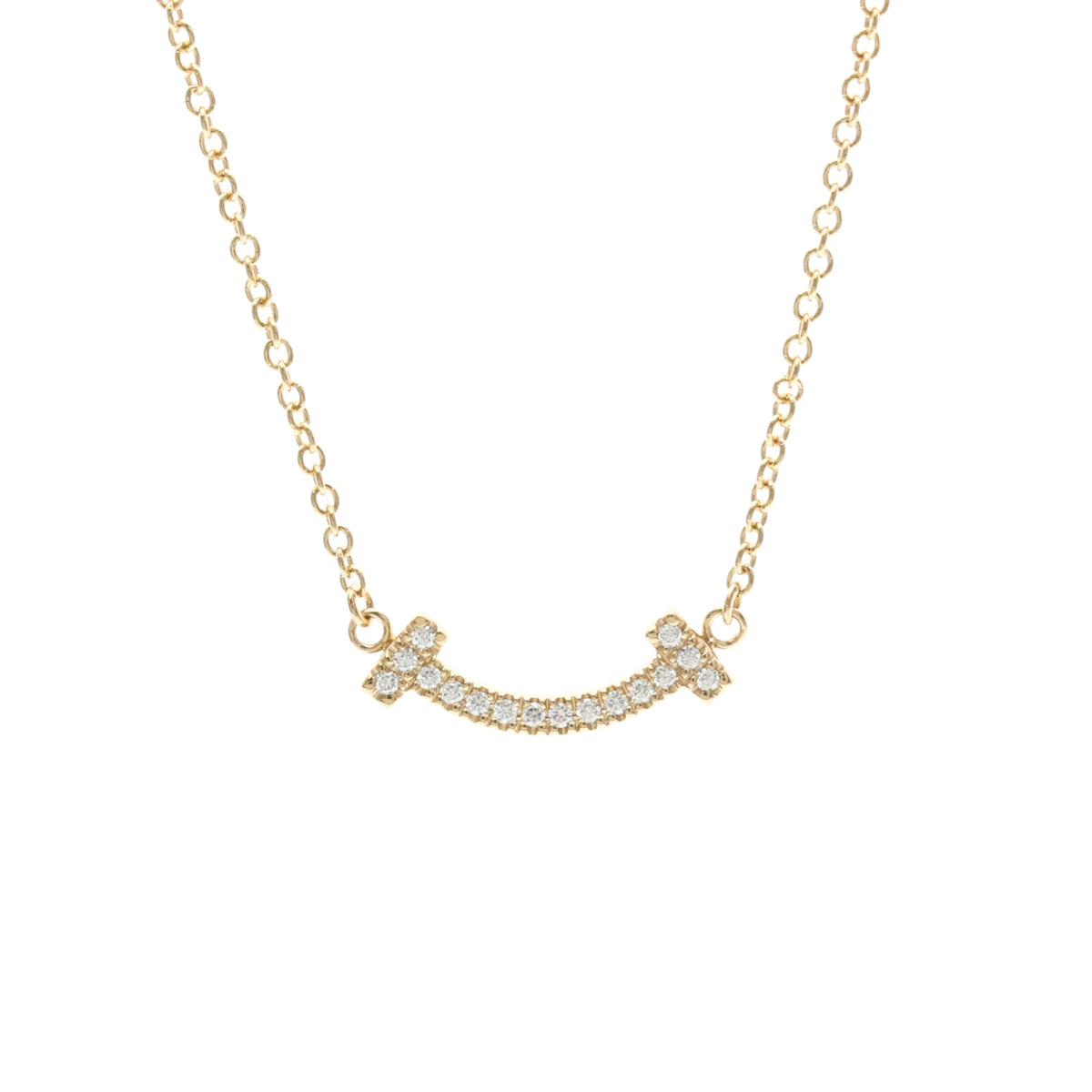 Tiffany & Co. T Smile Pendant 18K Rose Gold And Diamonds Gold Pink_Gold Necklace Jewelry (Pre-Owned)