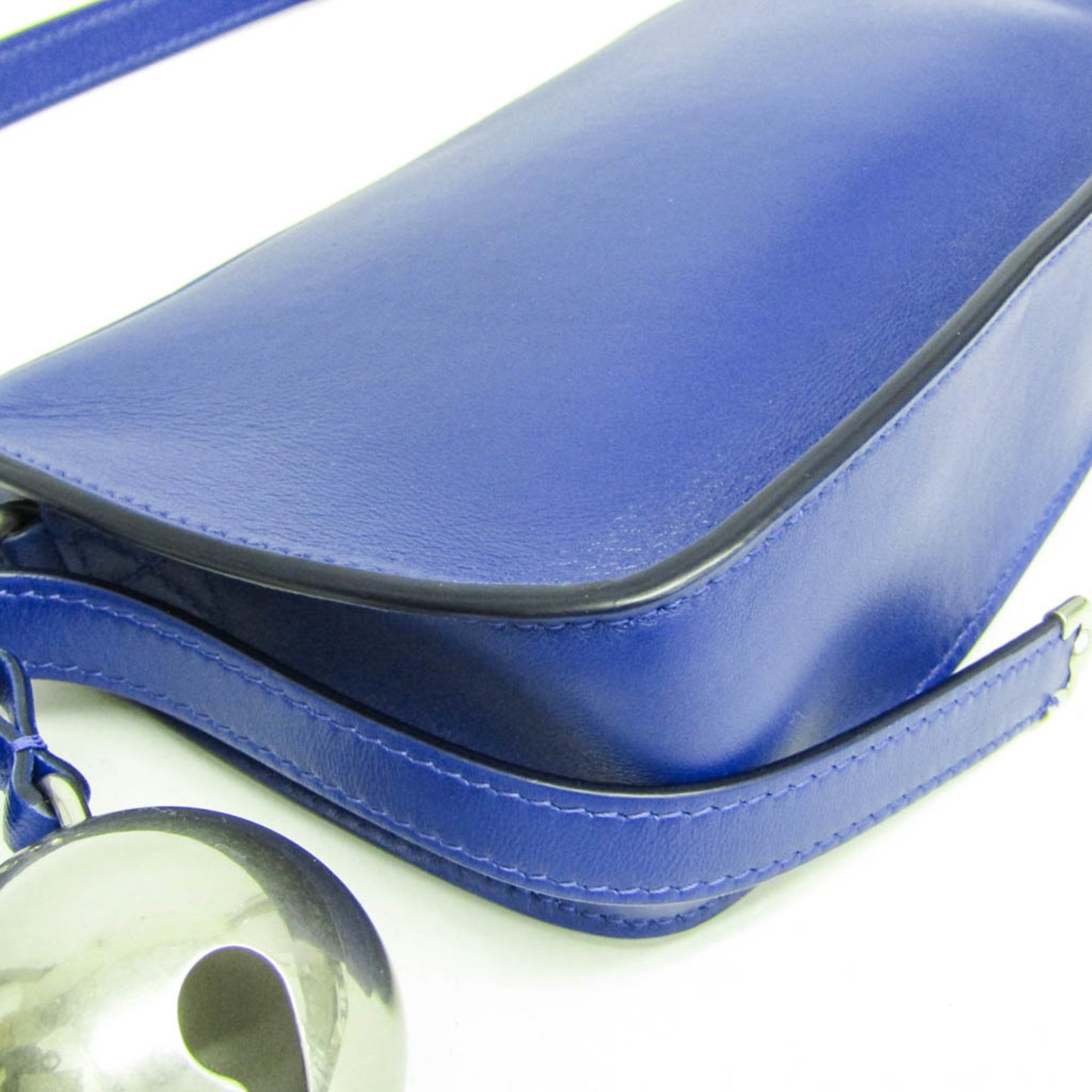Burberry Shield Sling Leather Blue Leather Shoulder Bag Bag (Pre-Owned)