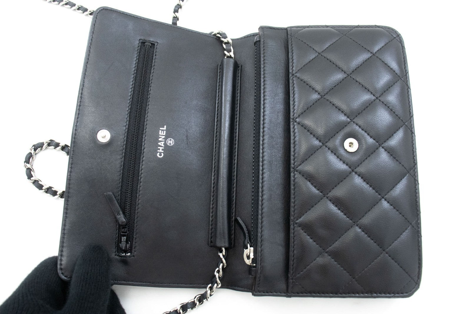 Chanel Wallet On Chain Quilted Lambskin Black Leather Wallets Accessory (Pre-Owned)