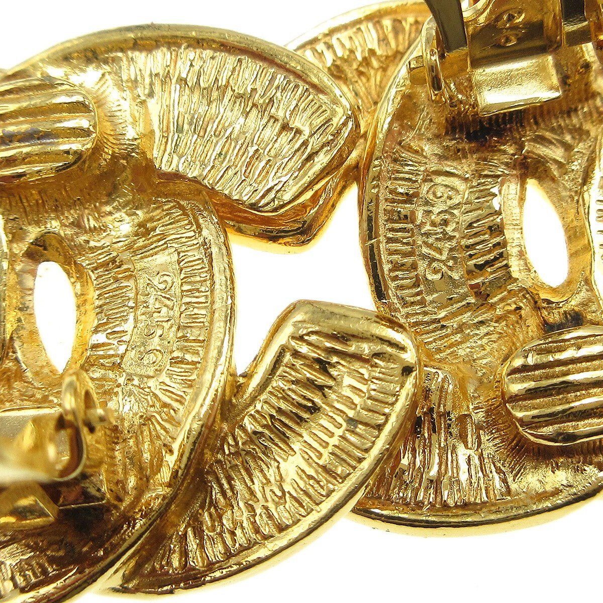Chanel Cc Clip-On Metal Gold Gold_Plated Earrings Jewelry (Pre-Owned)