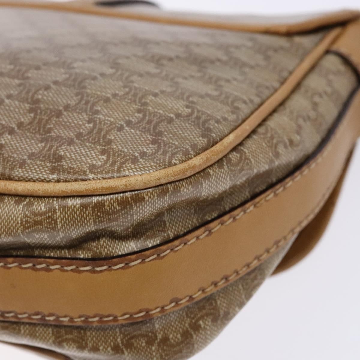 Celine Macadam Shoulder Pvc Leather Beige Canvas Bag (Pre-Owned)