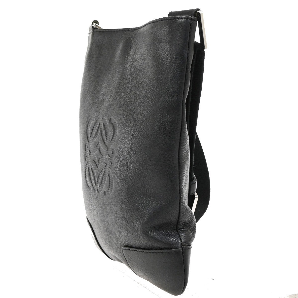 Loewe Anagram Leather Black Leather Shoulder Bag Bag (Pre-Owned)
