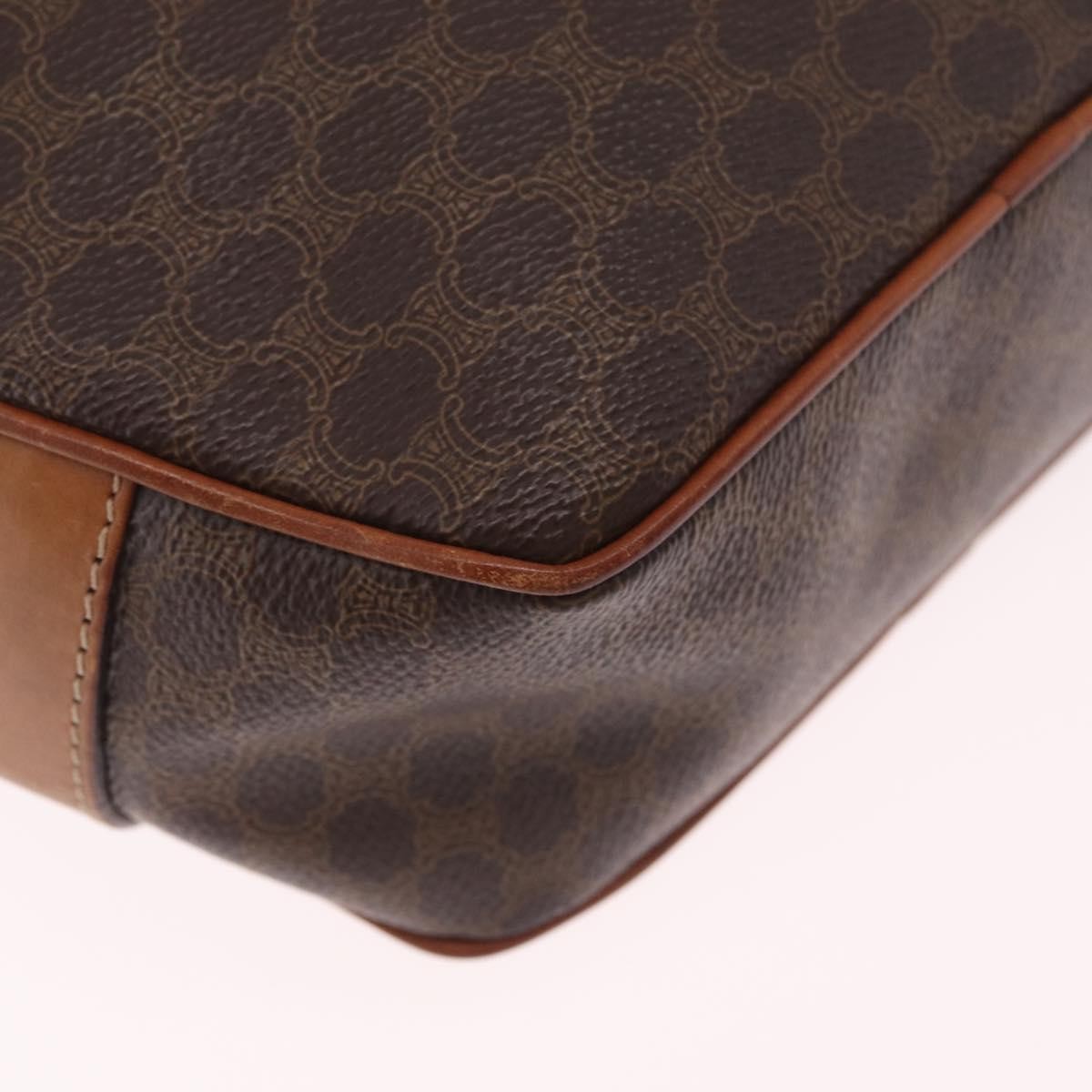 Celine Macadam Shoulder Leather Brown Canvas Crossbody Bag Bag (Pre-Owned)
