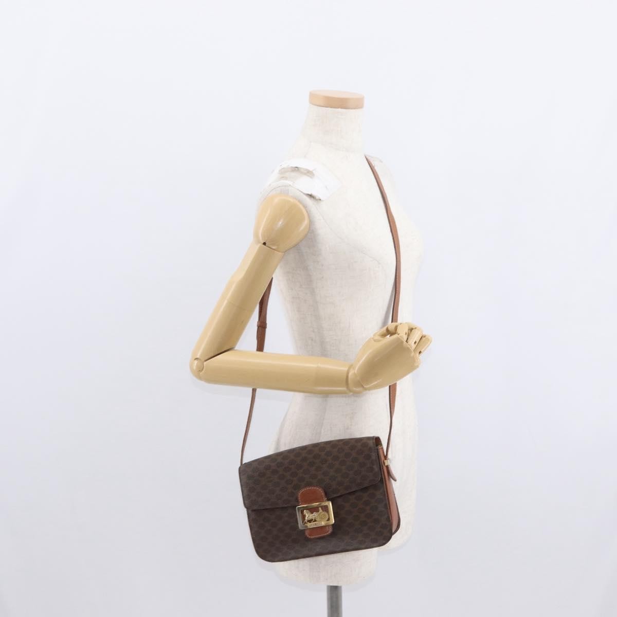Celine Vintage Horse Carriage Macadam Canvas Brown Pvc Shoulder Bag Bag (Pre-Owned)